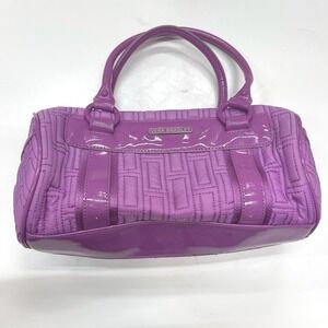 Vera Bradley Purple Quilted Nylon Satchel Handbag Patent Trim Y2K Preppy Bag